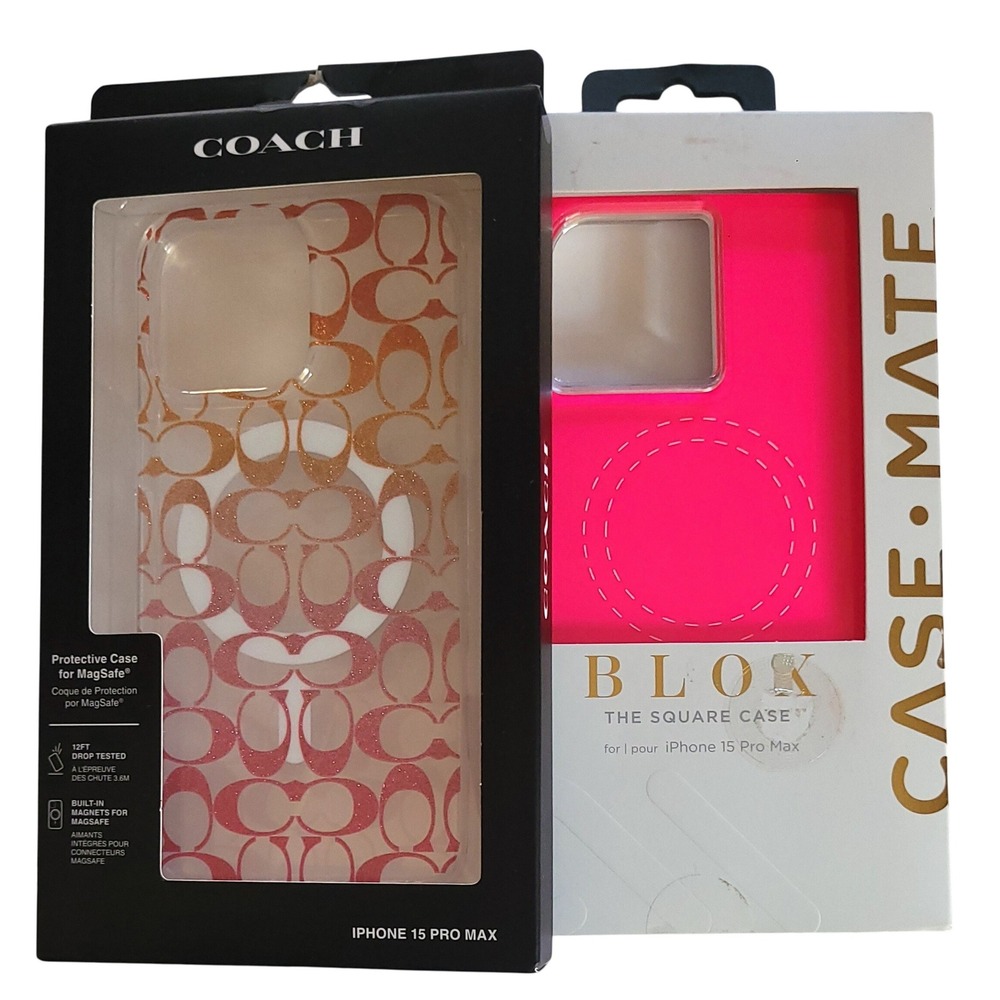 NEW Coach Signature MagSafe iPhone 15‎ Pro Max Case & Case-Mate Blok Hot Pink